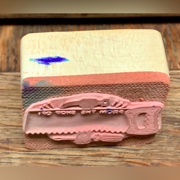 1980s Vintage FROM THE SHOP OF Tool Themed Wooden Block Rubber Ink Stamp - Picture 10 of 12